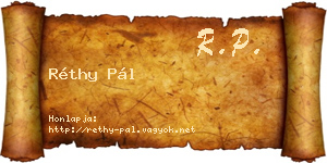 Réthy Pál névjegykártya